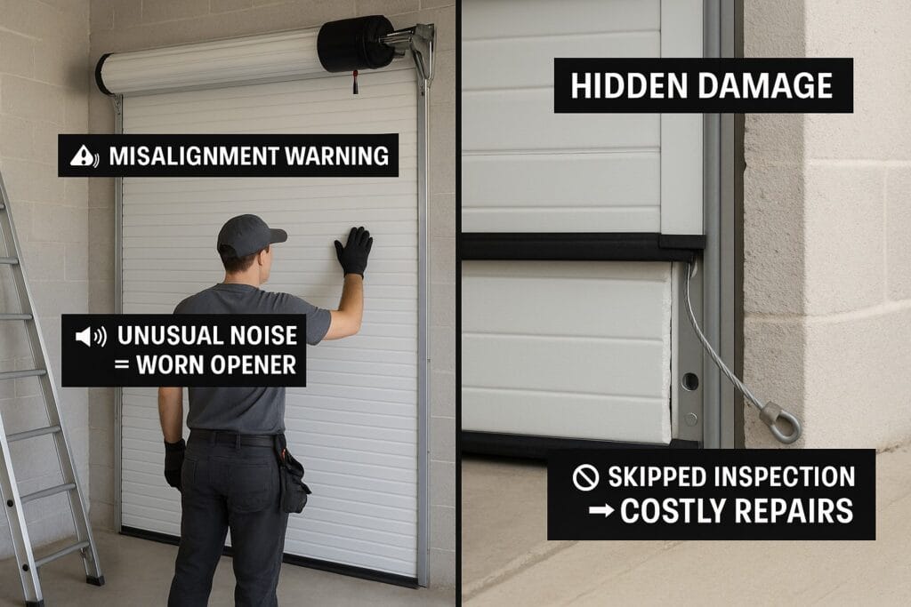 Top Maintenance Mistakes That Shorten Roll-Up Garage Door Lifespans 2 Skipping Regular Garage Door Inspections