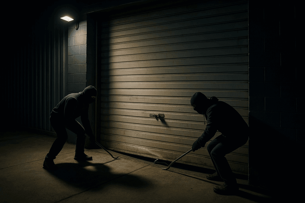 Burglars attempting to break into a facility highlight the need for commercial garage door repair and security upgrades.